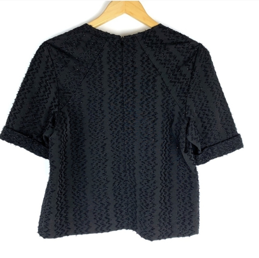 Maje Black Textured Crop Top - Size 1 (Small) - Picture 4 of 9